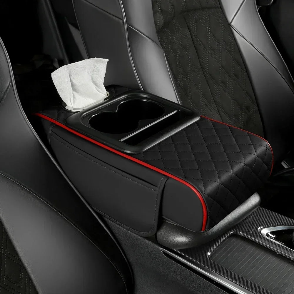 Transform Your Car with Our Cushioned Armrest Storage Box & Console Organizer Featuring Convenient Cup Holder