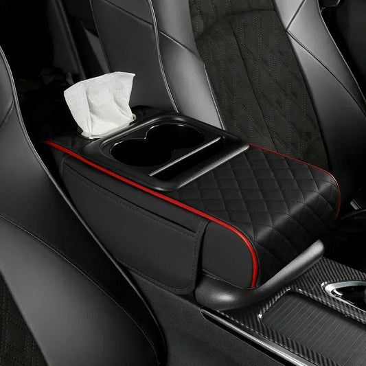 Transform Your Car with Our Cushioned Armrest Storage Box & Console Organizer Featuring Convenient Cup Holder
