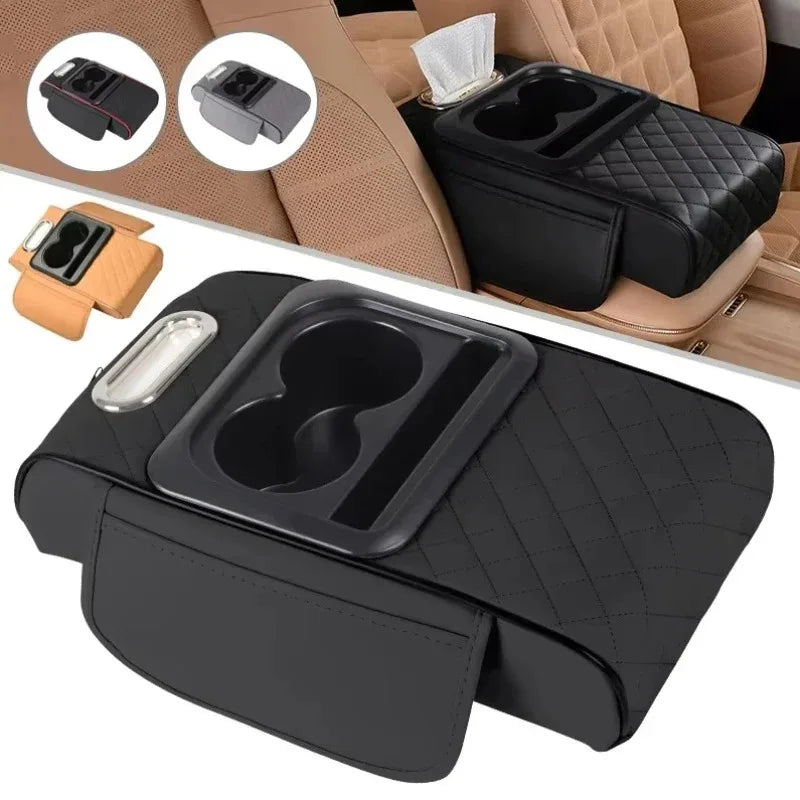 Transform Your Car with Our Cushioned Armrest Storage Box & Console Organizer Featuring Convenient Cup Holder