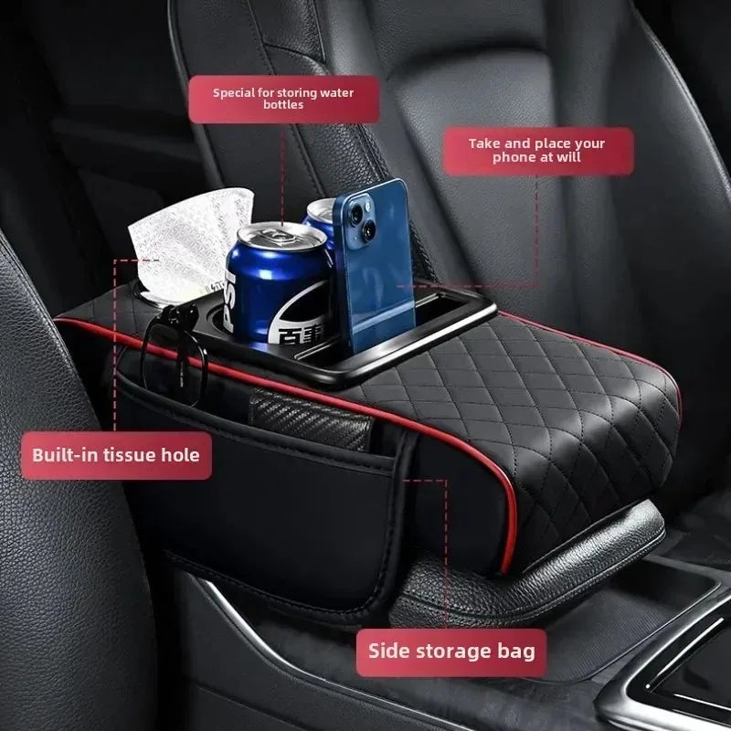 Transform Your Car with Our Cushioned Armrest Storage Box & Console Organizer Featuring Convenient Cup Holder
