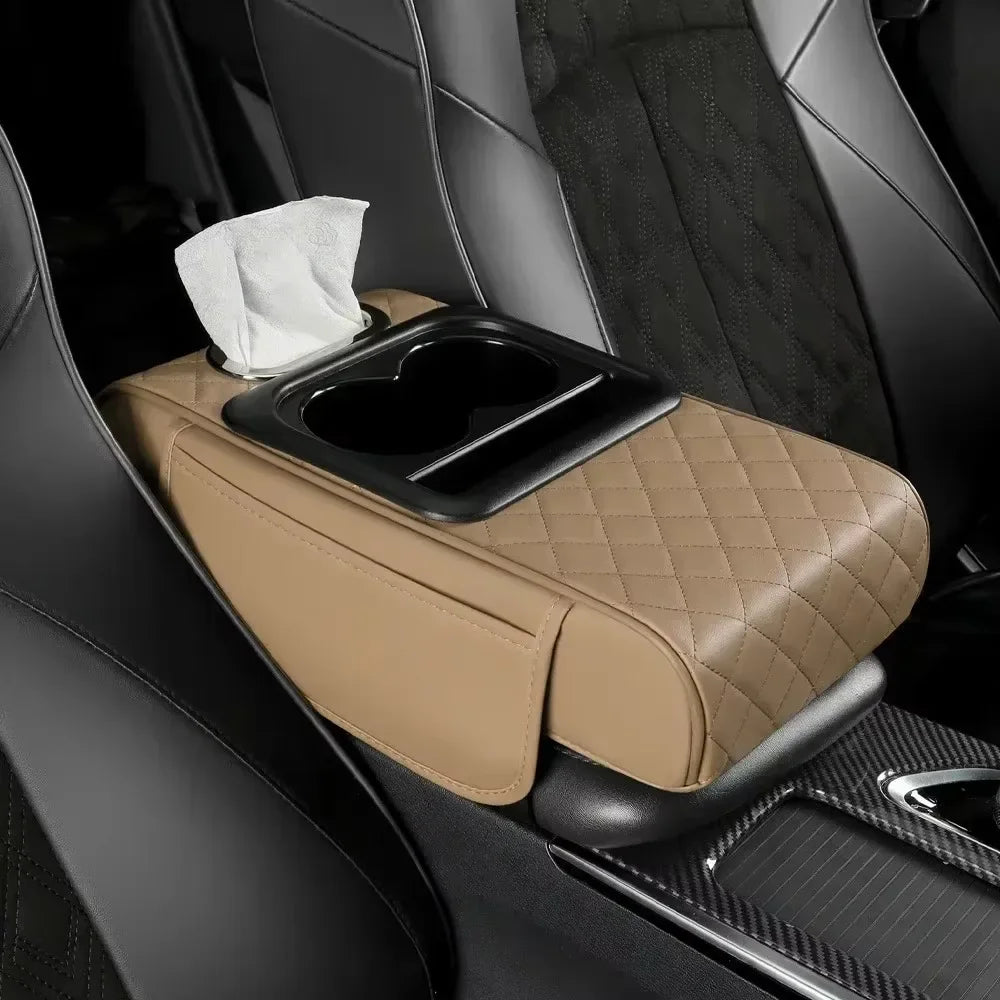 Transform Your Car with Our Cushioned Armrest Storage Box & Console Organizer Featuring Convenient Cup Holder