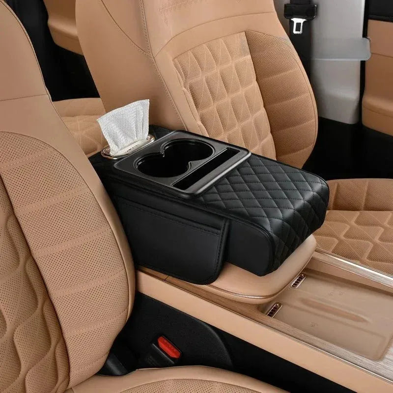 Transform Your Car with Our Cushioned Armrest Storage Box & Console Organizer Featuring Convenient Cup Holder